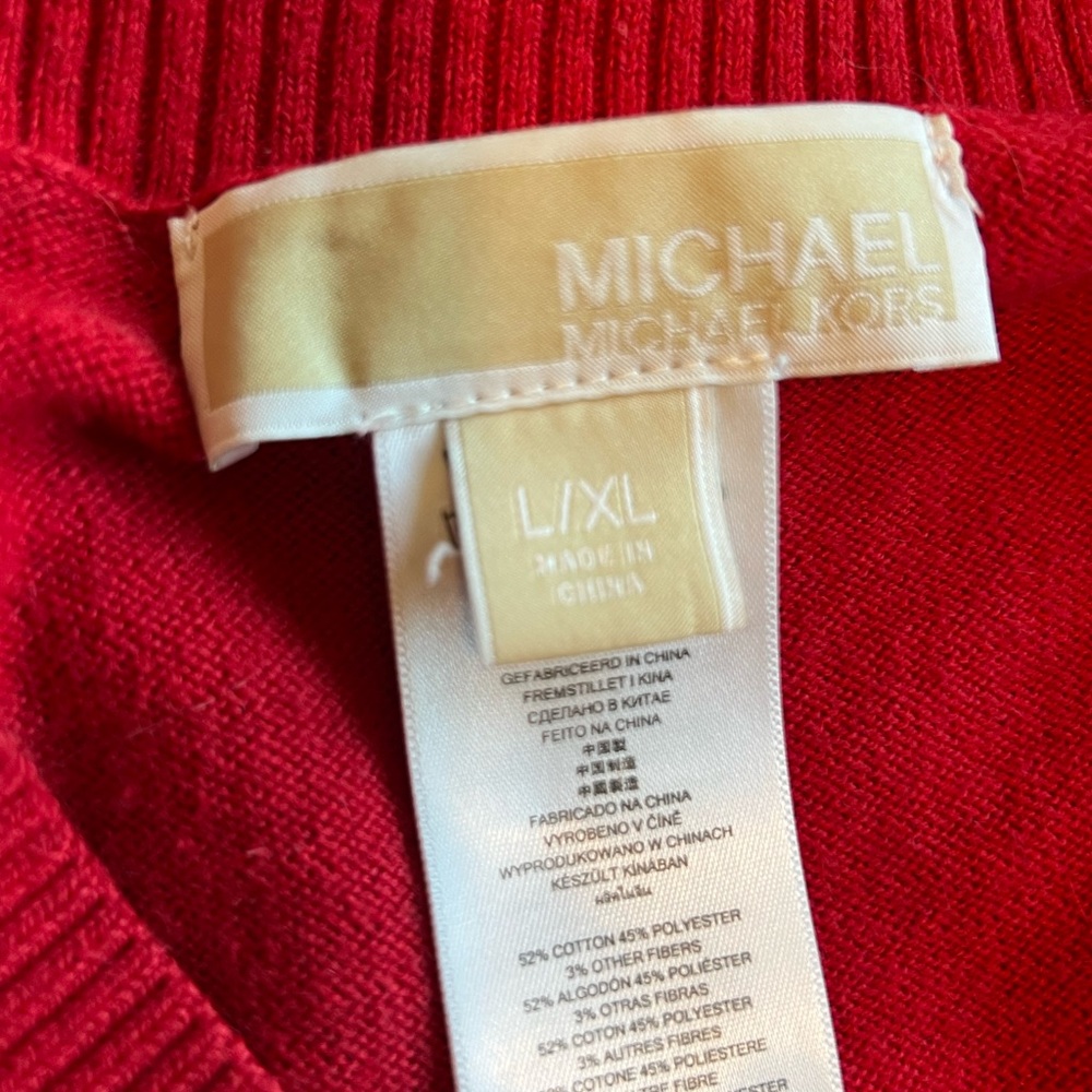 Michael Kors Red Wrap Knit Top L/XL – Long Sleeve Sweater Blouse - Picture 3 of 3
